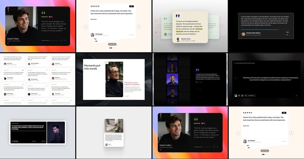 Cover for 10 Best Framer Testimonial Components in 2026