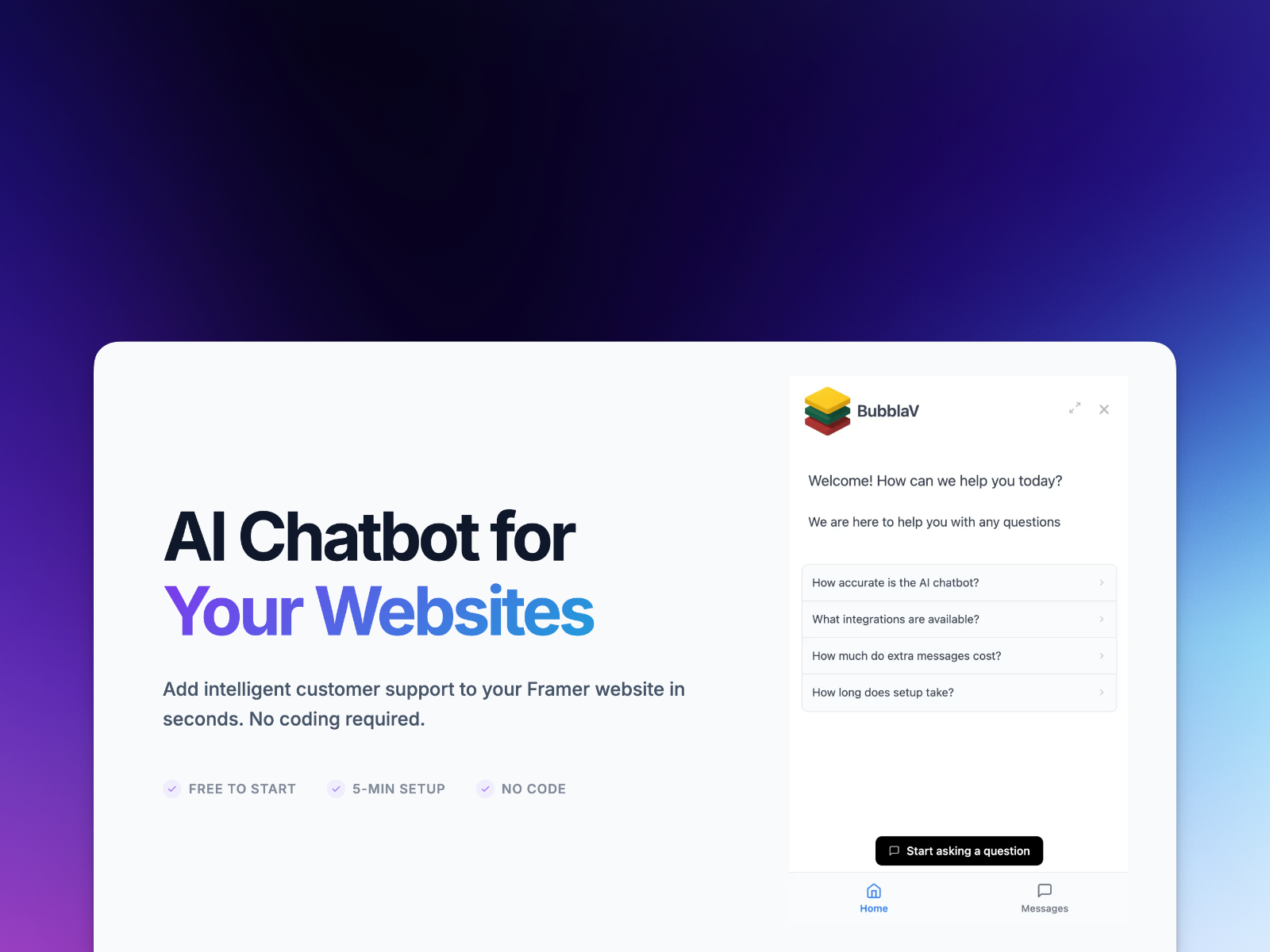BubblaV AI Chatbot preview