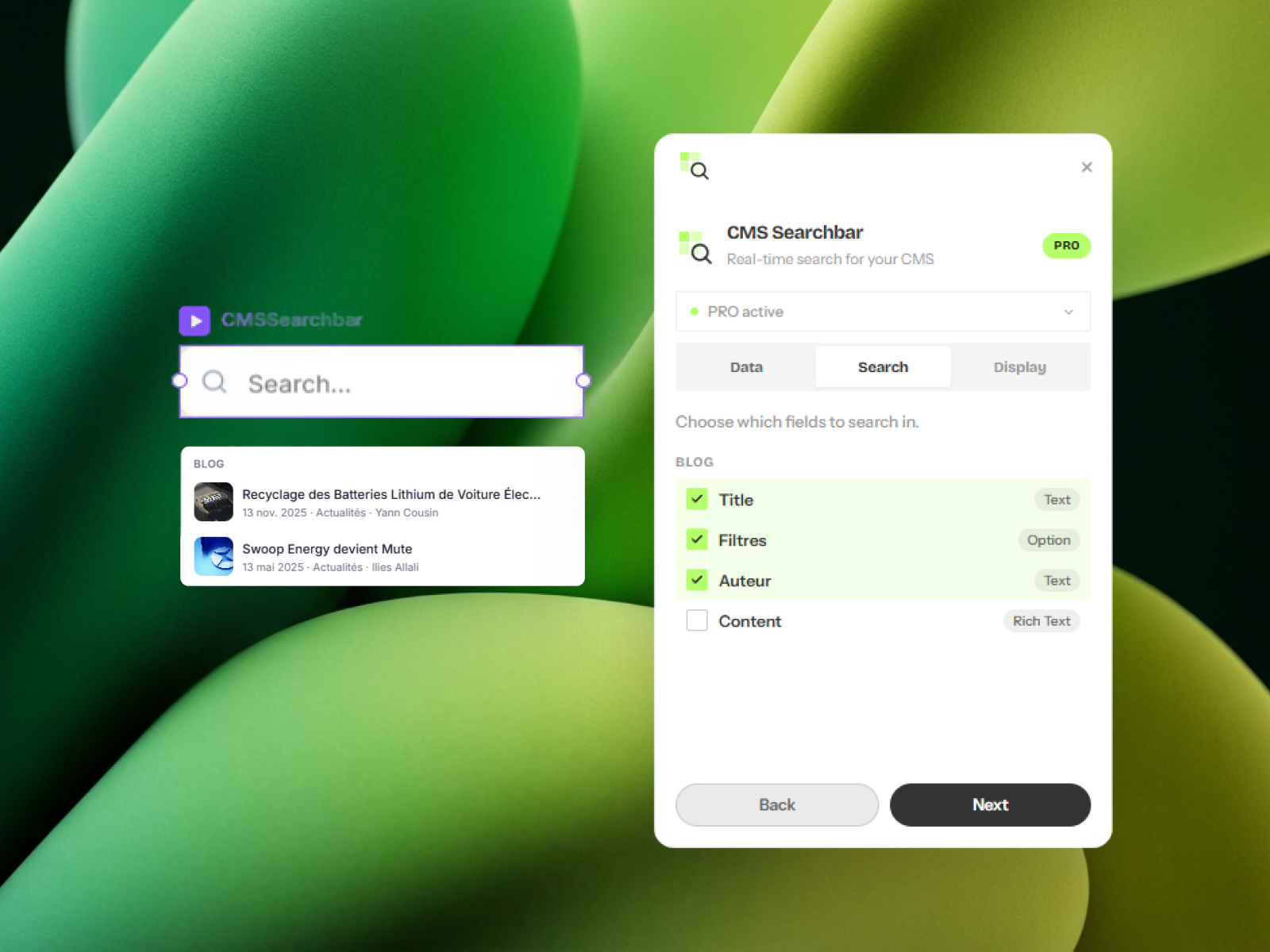 CMS Searchbar preview