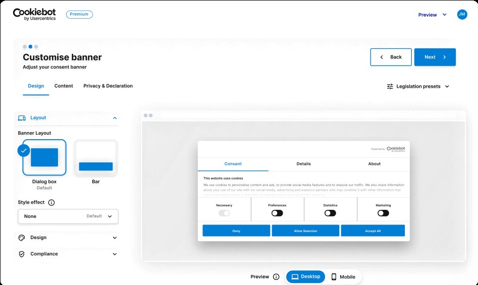 Cookiebot preview