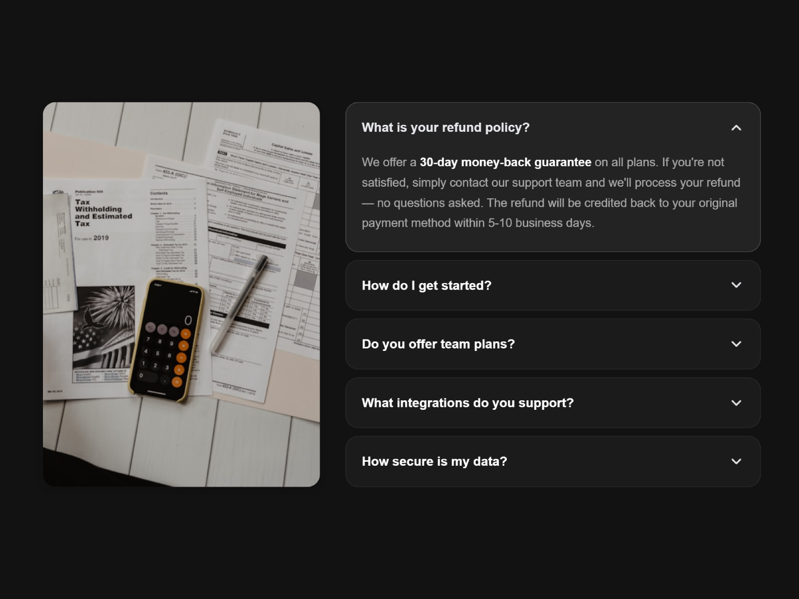 FAQ Image Accordion preview