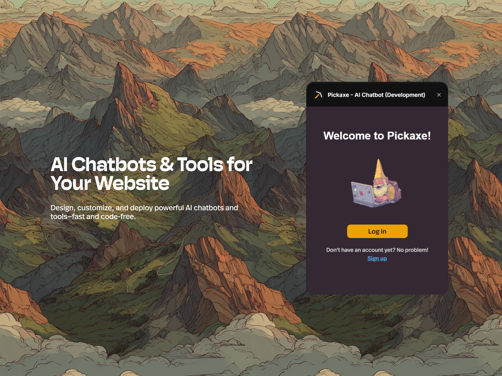 Pickaxe AI Chatbot preview