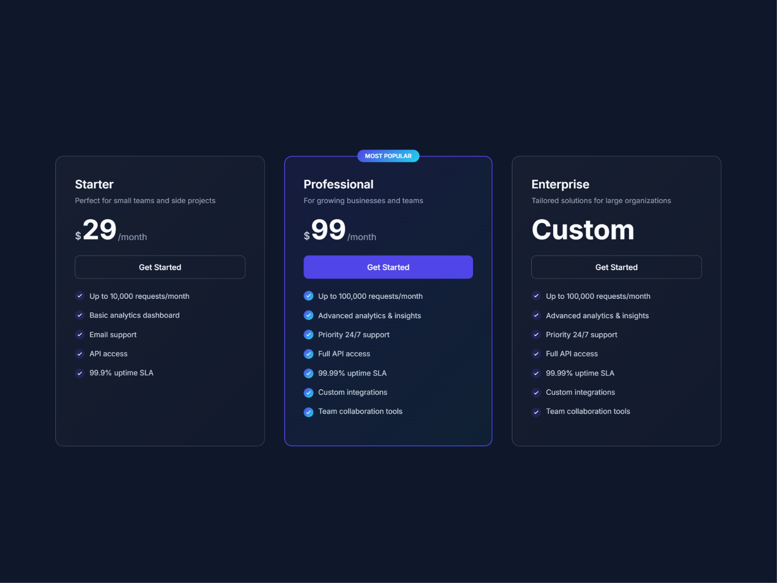 Pricing Cards preview