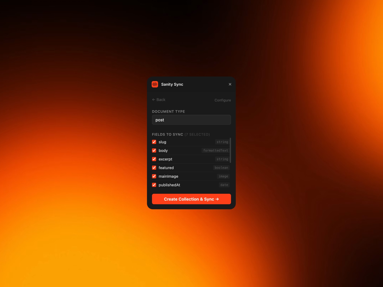 Sanity Sync preview