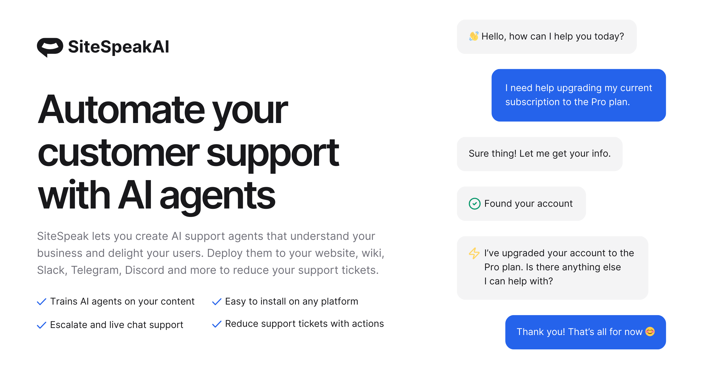 SiteSpeak AI preview