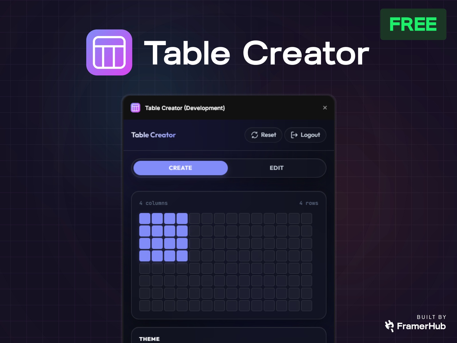 Table Creator preview