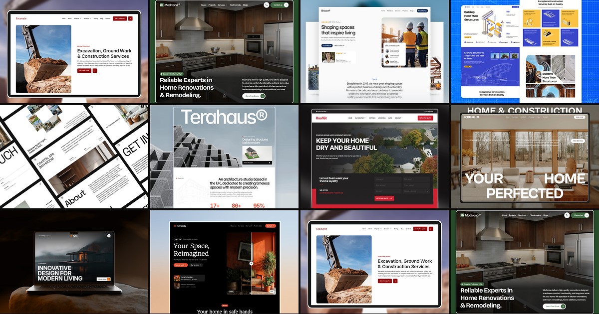 Cover collage for 10 Best Free Construction Framer Templates in 2026