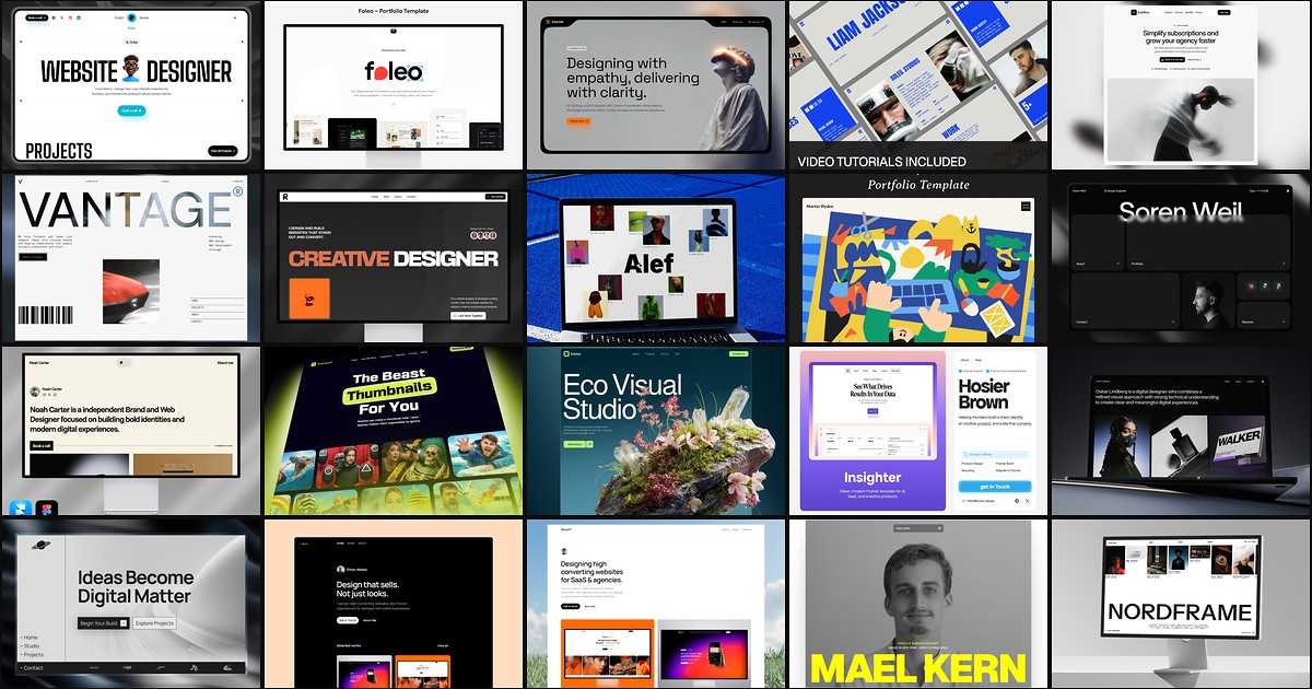 Cover collage for 20 Best Free Design Framer Templates in 2026