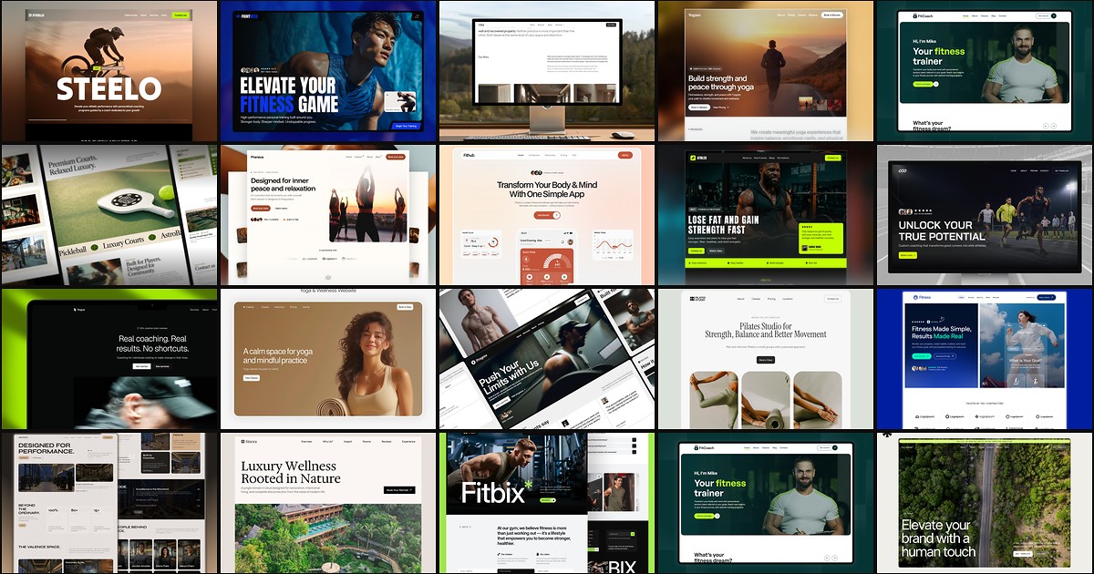 Cover collage for 20 Best Free Fitness Framer Templates in 2026