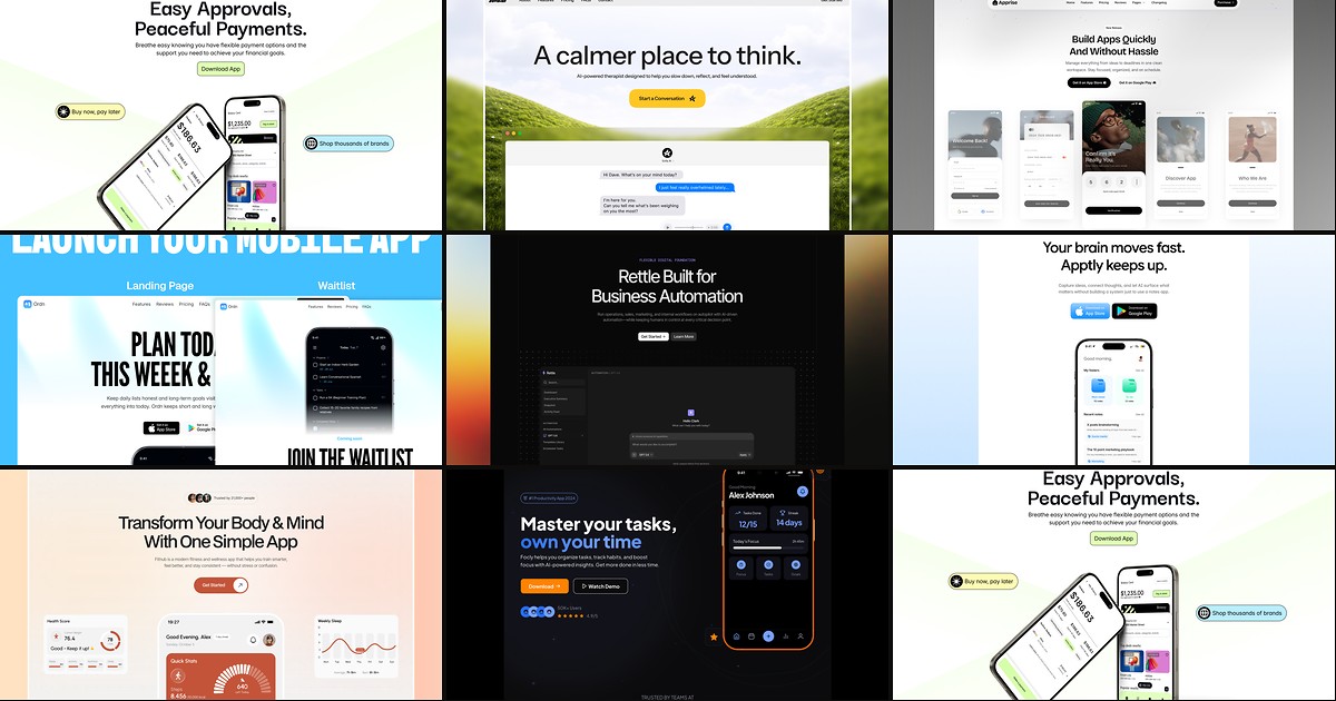 Cover collage for 8 Best Free Framer Templates for App Landing Pages in 2026