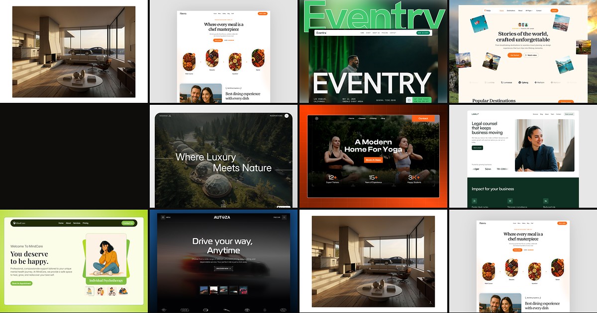 Cover collage for 10 Best Free Framer Templates for Booking in 2026