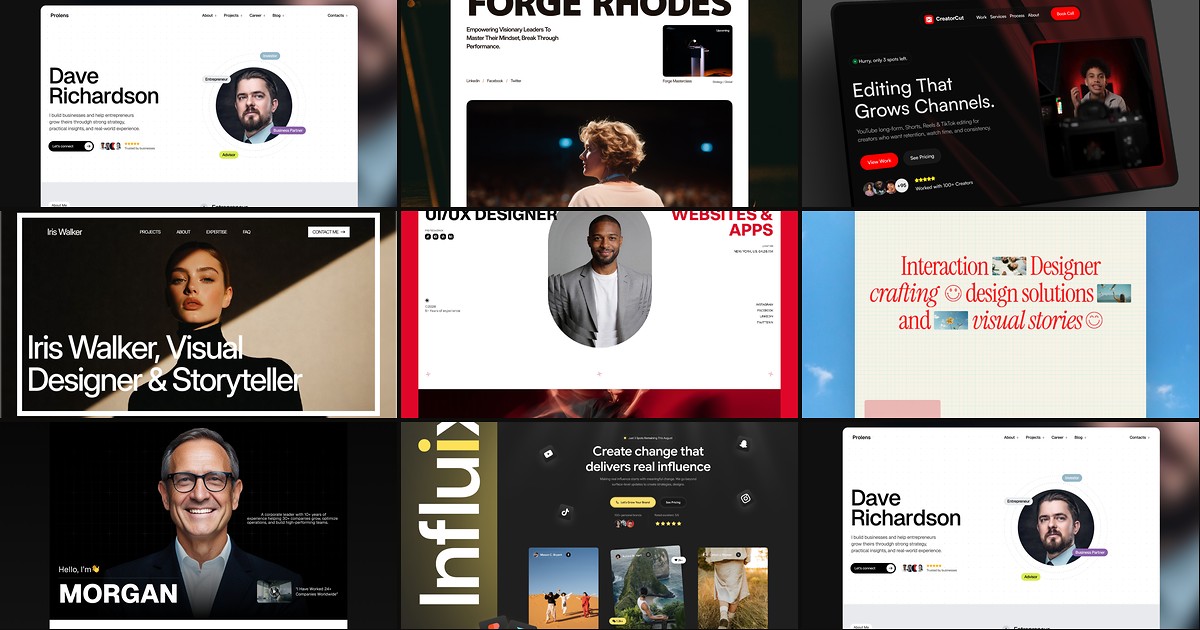 Cover collage for 8 Best Free Framer Templates for Personal Brand in 2026
