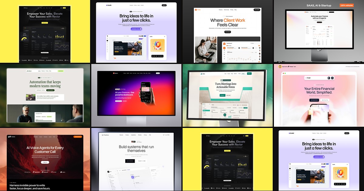 Cover collage for 10 Best Free SaaS Framer Templates in 2026