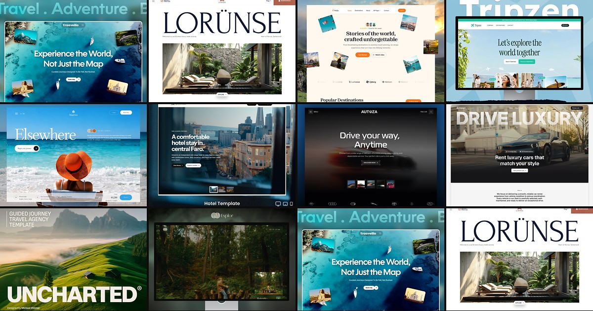 Cover collage for 10 Best Free Travel Framer Templates in 2026