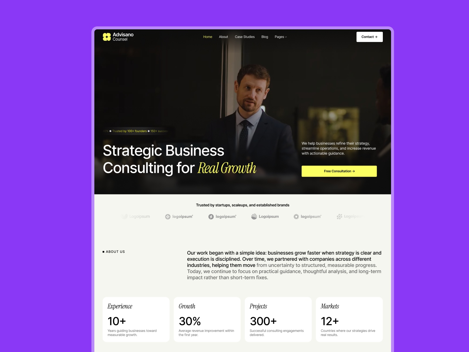 Advisano — Free Education Framer Template preview