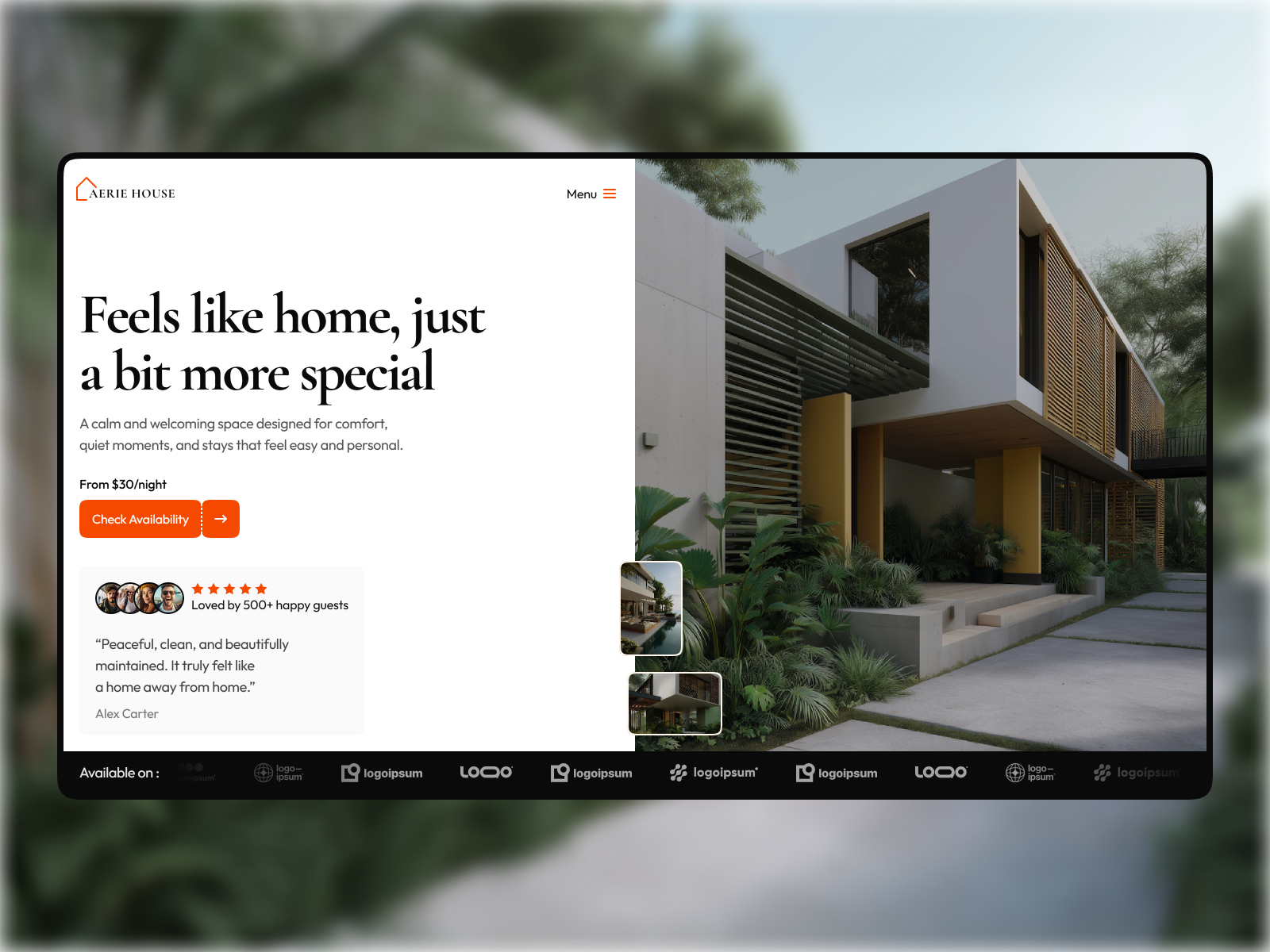 Aeriehouse — Free Real Estate Framer Template preview