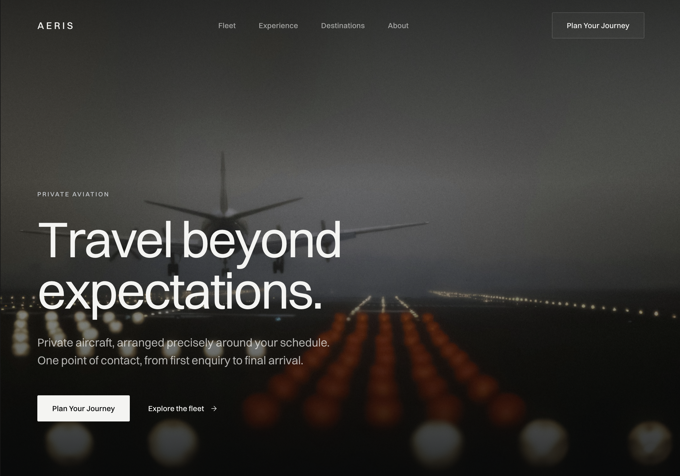 AERIS Privat Jet — Free Landing Page Website Template by proto.ix — Free Landing Page Template for Framer by proto.ix preview