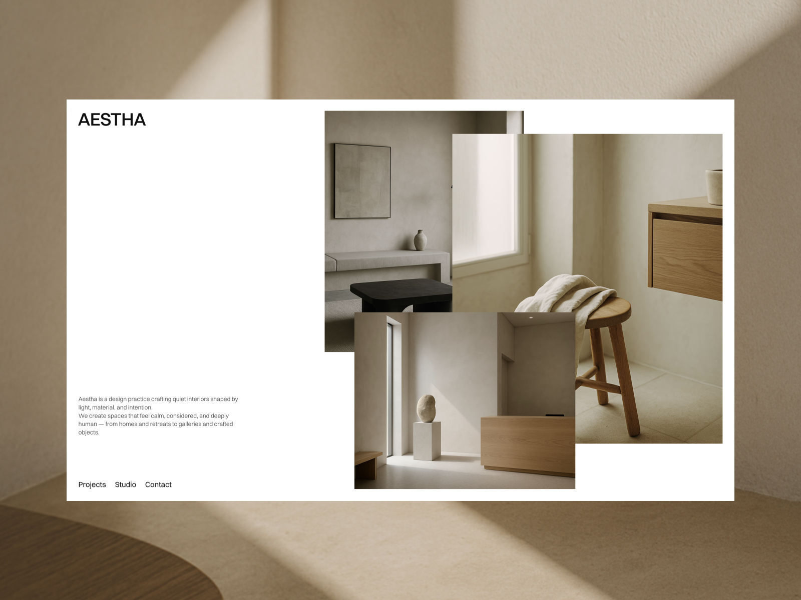 Aestha: Free Portfolio Website Template by Justyna Kaźmierczak — Free Architecture Framer Template preview