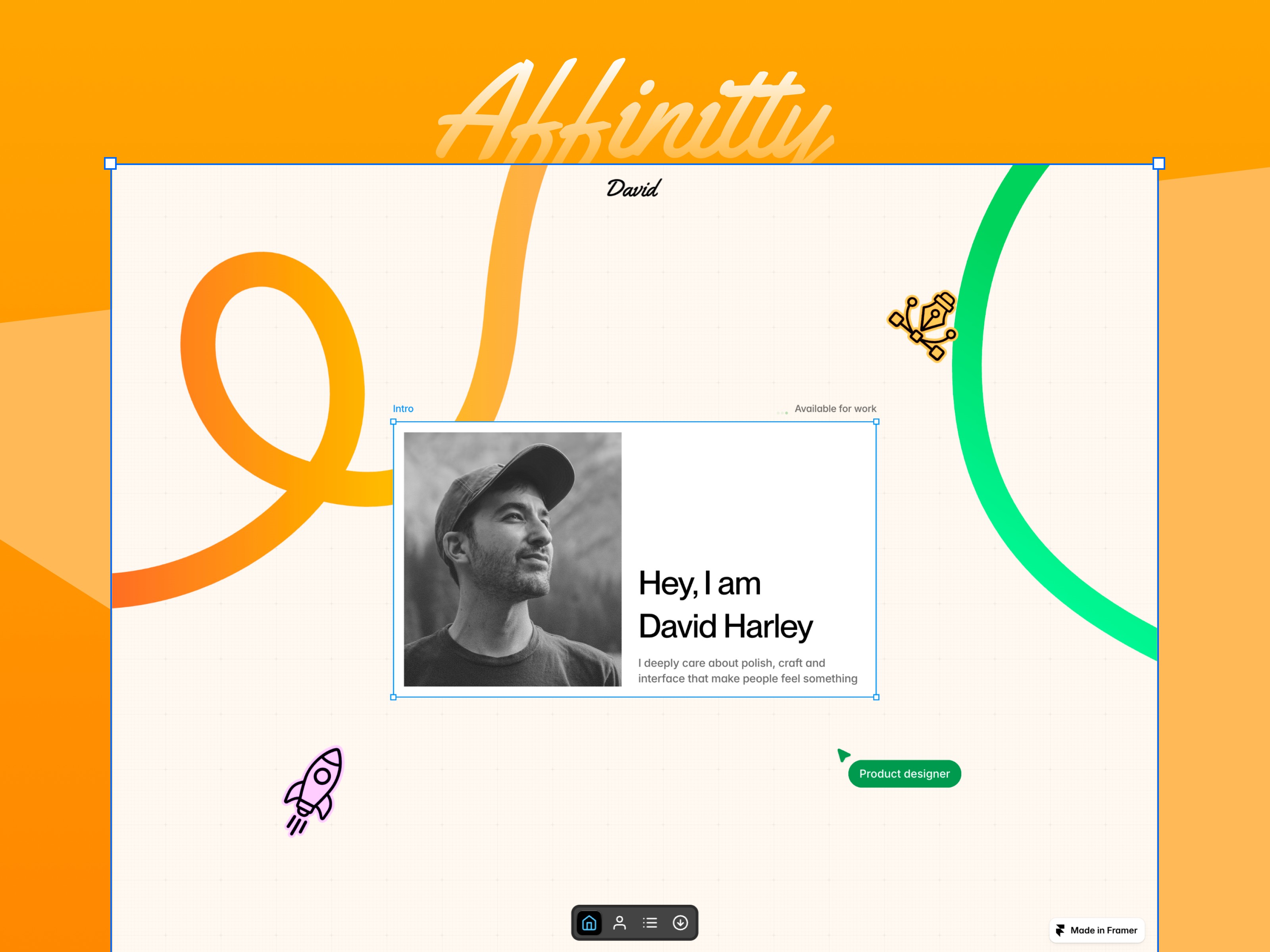 Affinitty: Free Portfolio Website Template by UX Ridham — Free Portfolio Framer Template preview
