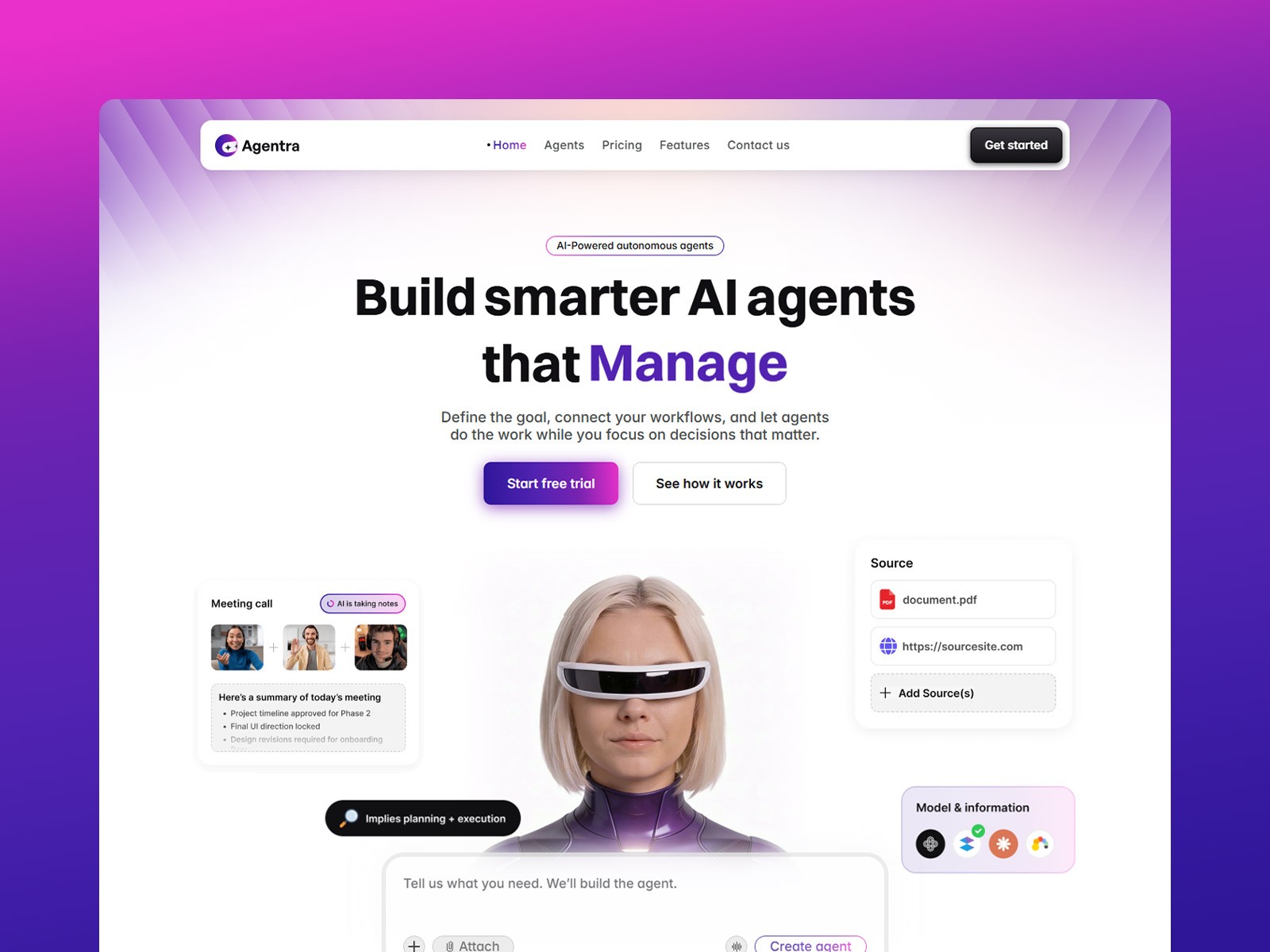 Agentra — Free AI SaaS Framer Template preview