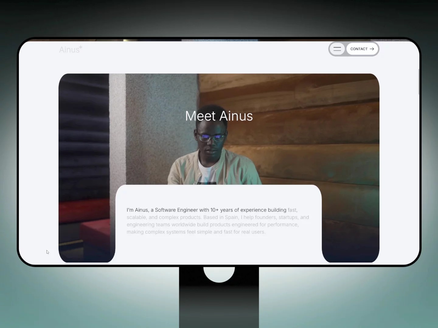 Ainus — Free Personal Website Template by Designus — Free Portfolio Template for Framer by Designus preview