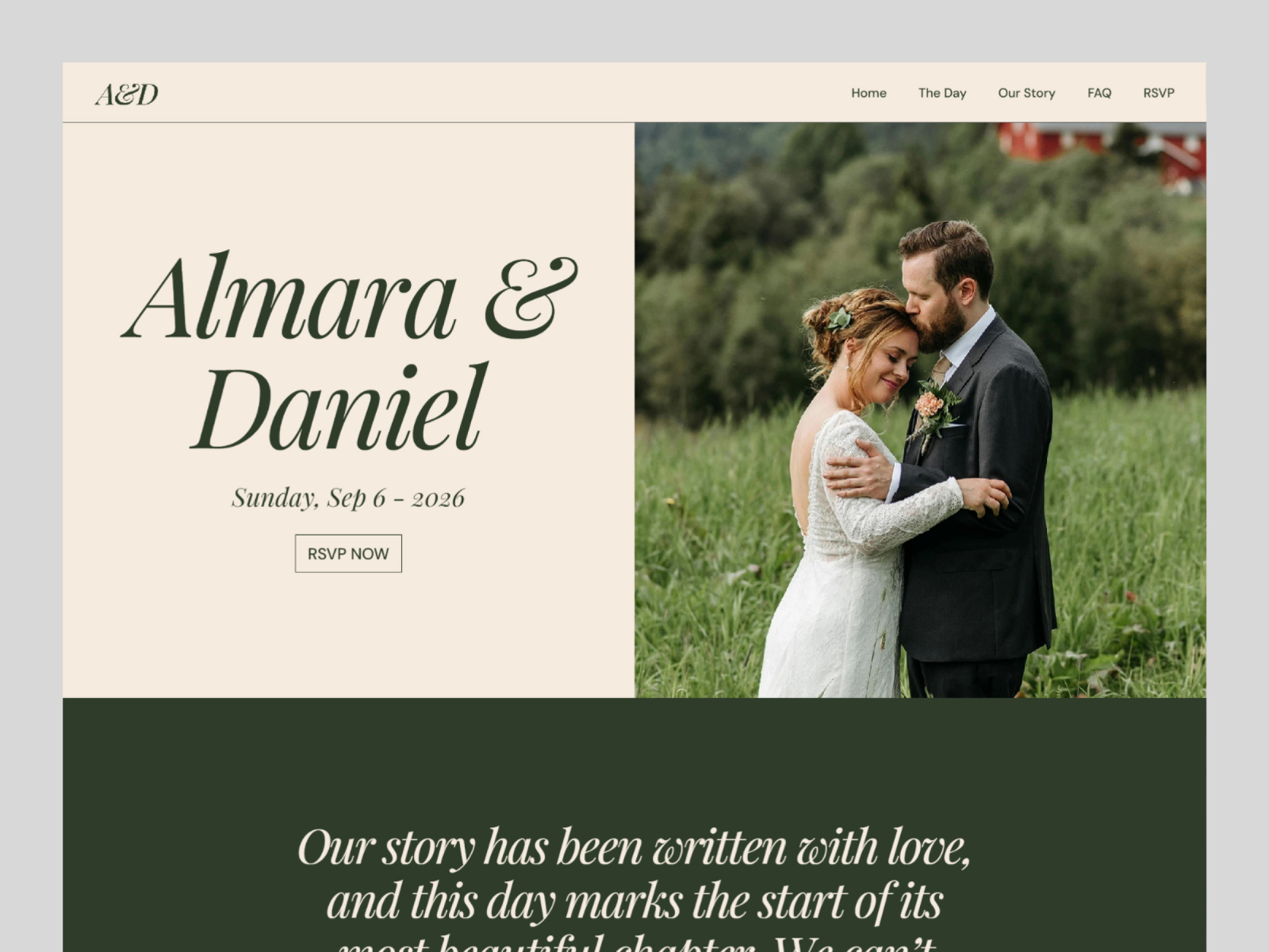 Almara — Free Wedding Invitation Framer Template preview