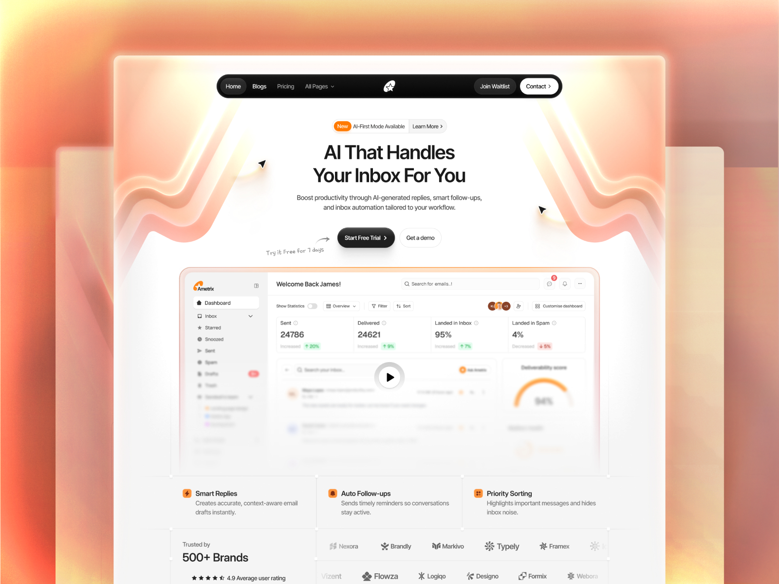 Ametrix — Free Dental Framer Template preview