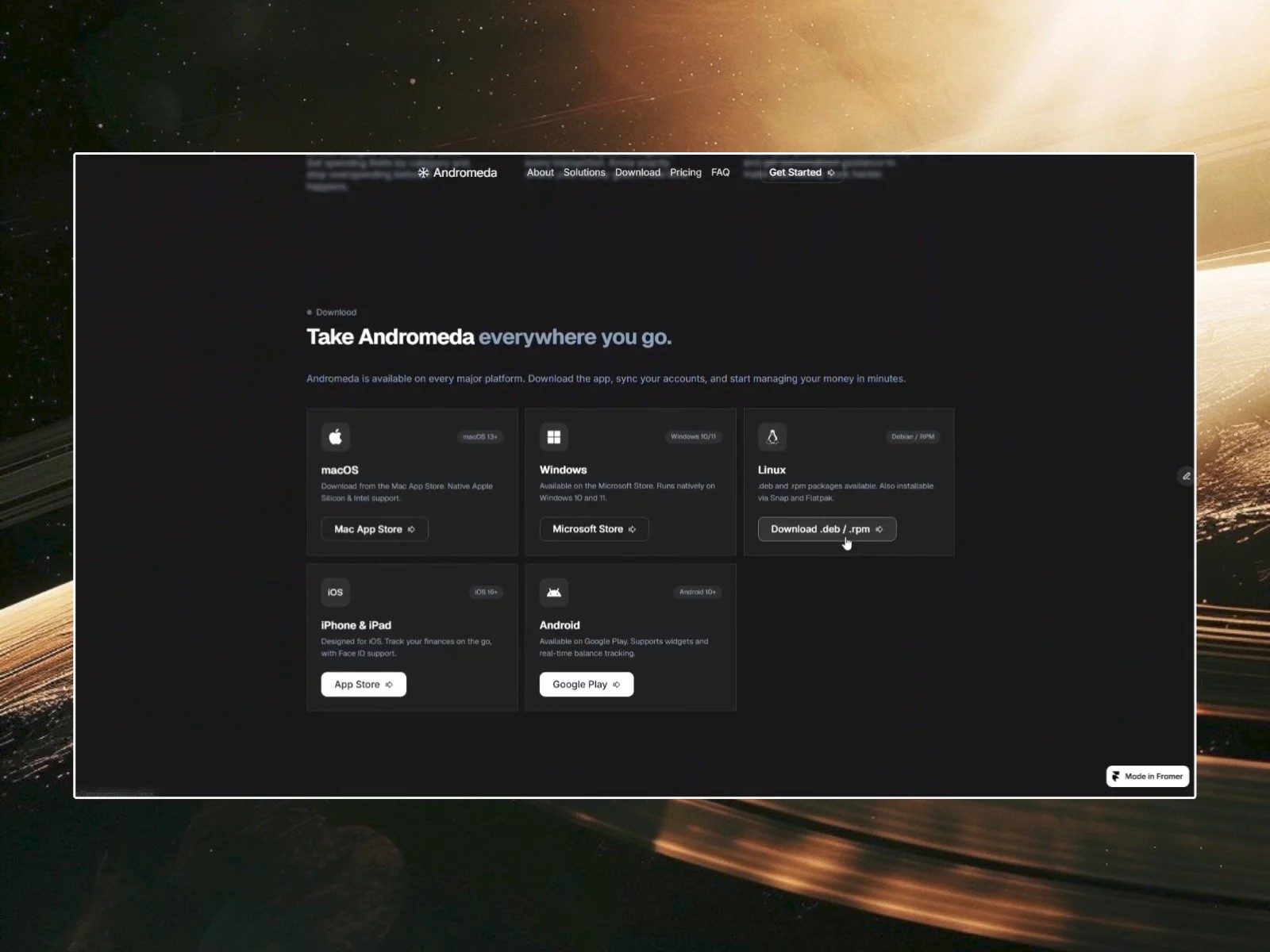 Andromeda Intelligen — Free Personal Website Template by Void Design — Free SaaS Template for Framer by Void Design preview
