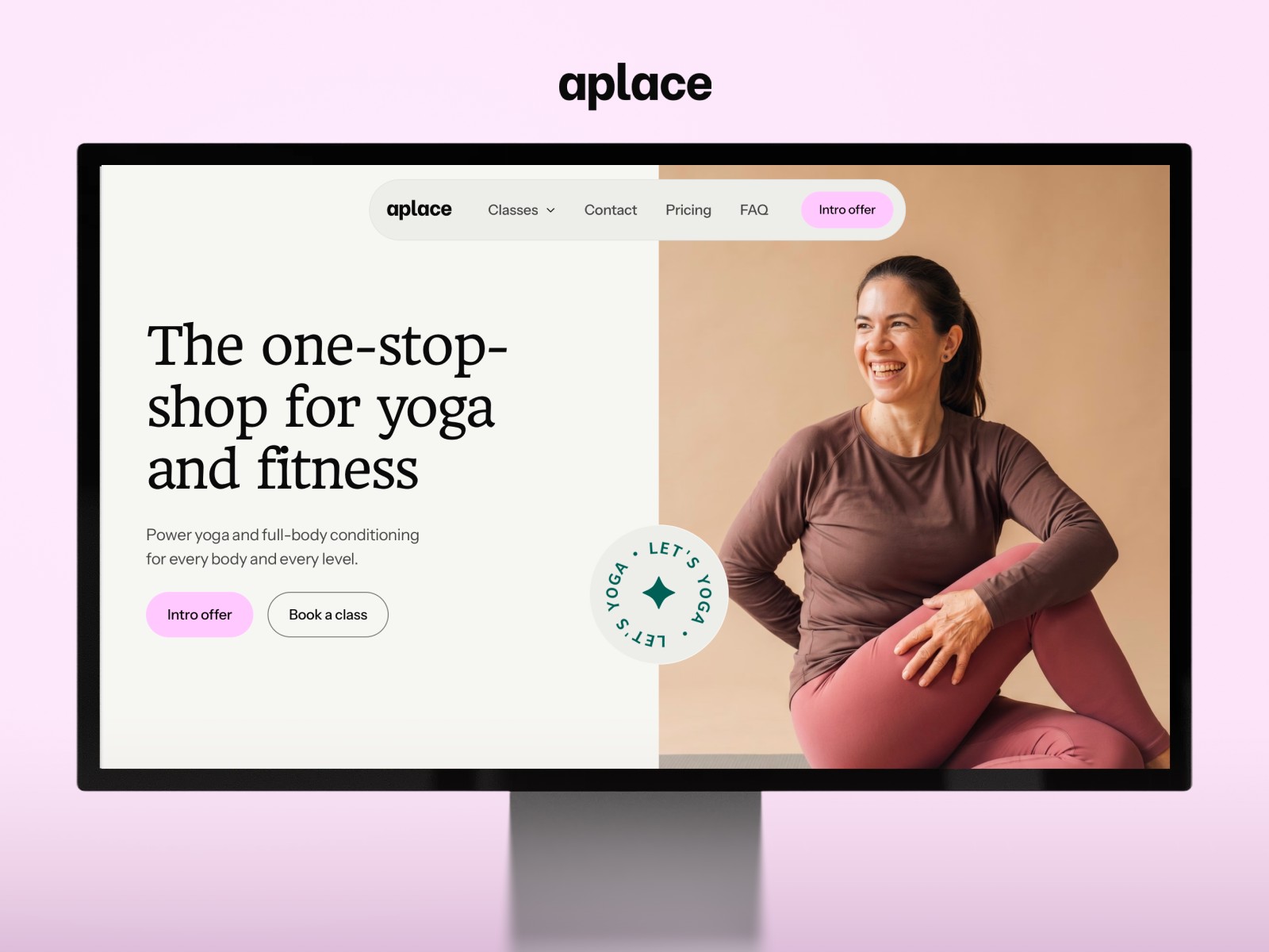 Aplace Yoga Fitness: Free Health Website Template by Sanna Granqvist — Free Healthcare Framer Template preview