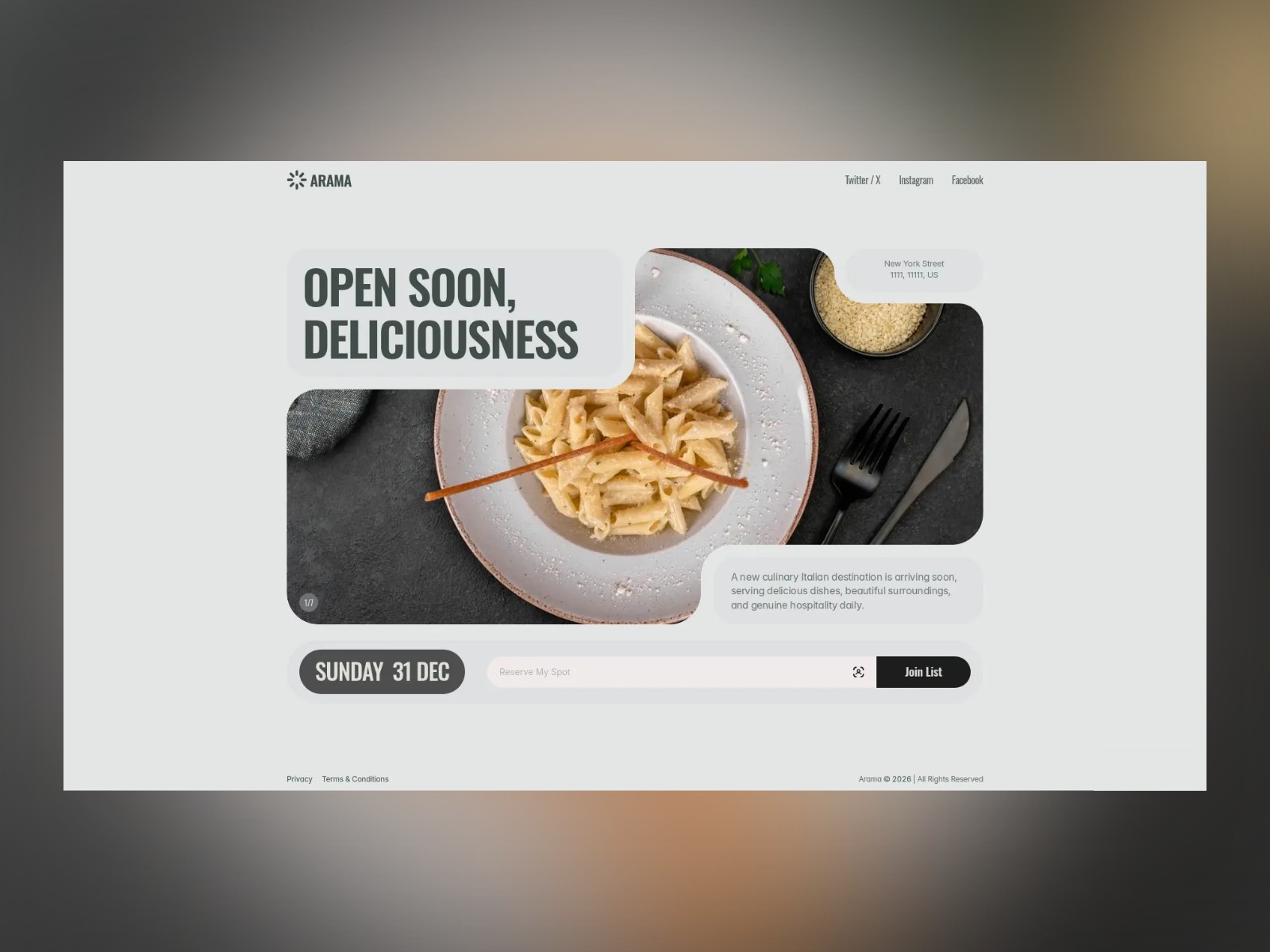 Arama: Free Restaurant Website Template by Codezen — Free Dental Framer Template preview
