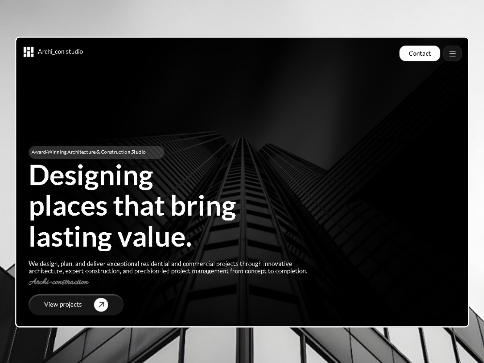 Archi_con studio — Free Agency Website Template by Sinax — Free Architecture Template for Framer by Sinax preview