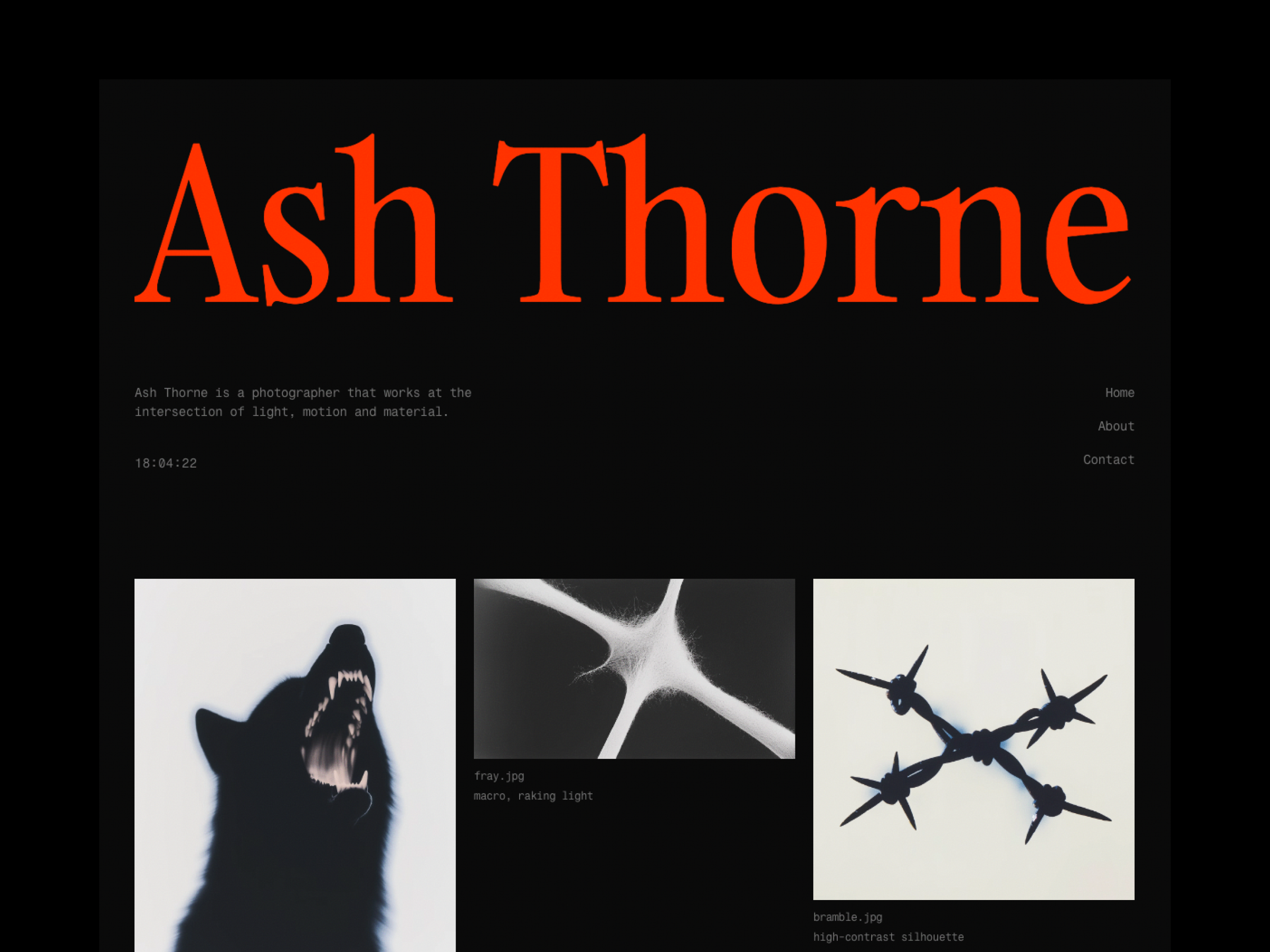 Ash Thorne — Free Portfolio Website Template by Berci Hazman — Free Portfolio Template for Framer by Berci Hazman preview