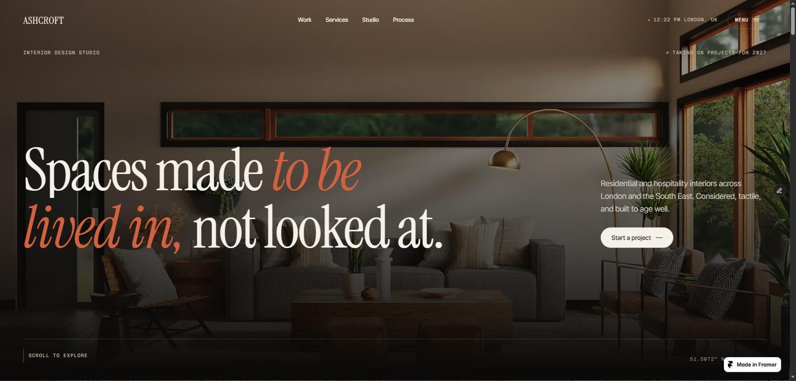 ASHCROFT Design — Free Portfolio Website Template by Adrián Fernández — Free Architecture Template for Framer by Adrián Fernández preview