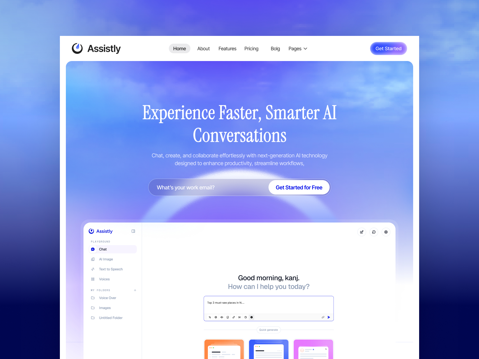 Assistly — Free SaaS Framer Template preview