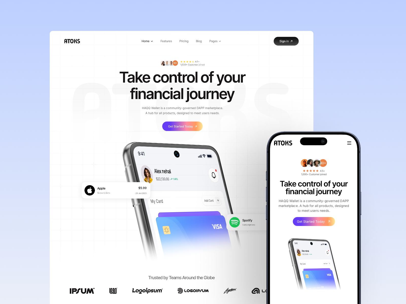 Atoks — Free SaaS Framer Template preview