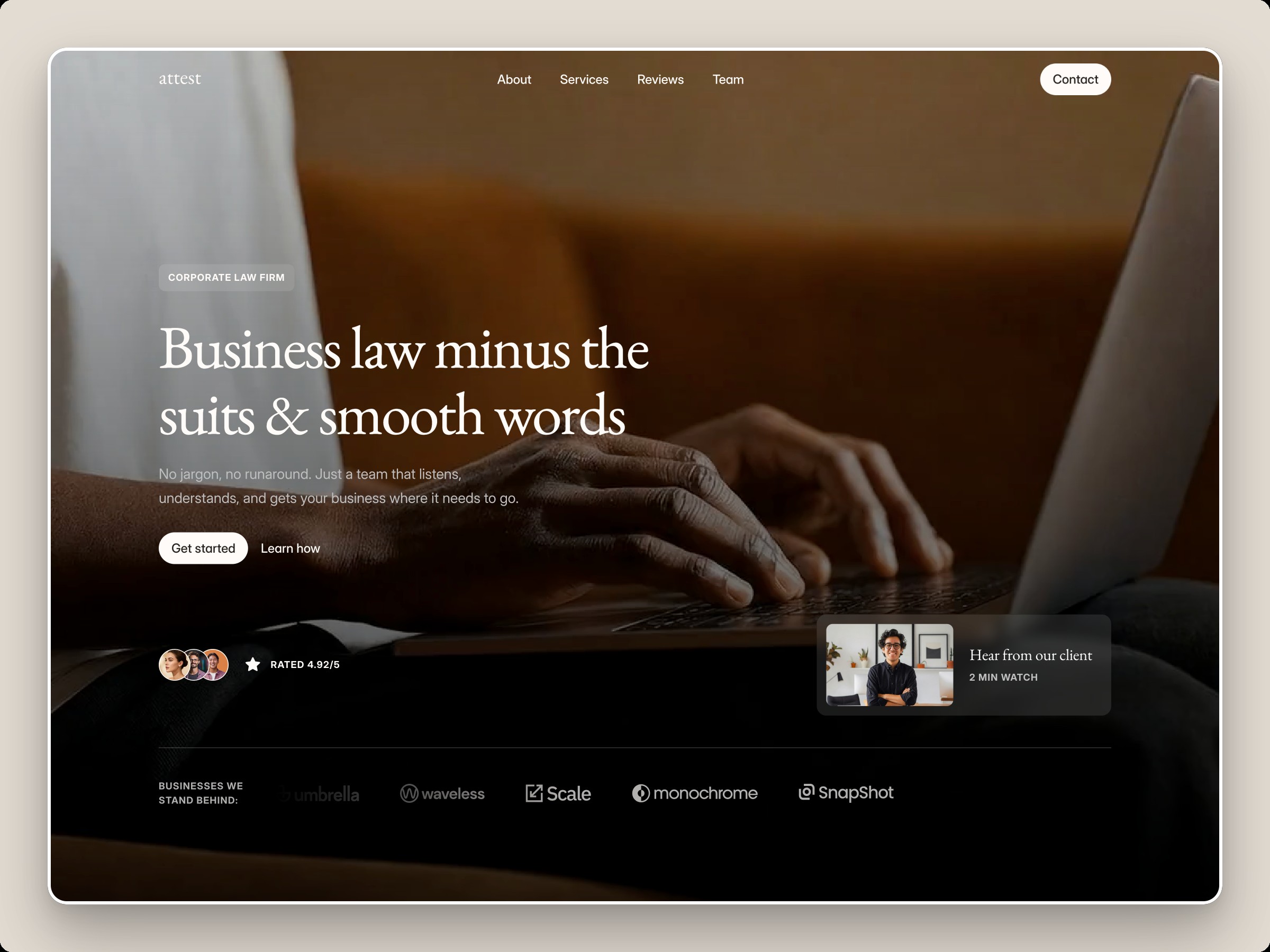 Attest: Free Agency Website Template by Ramish Aziz — Free Agency Framer Template preview