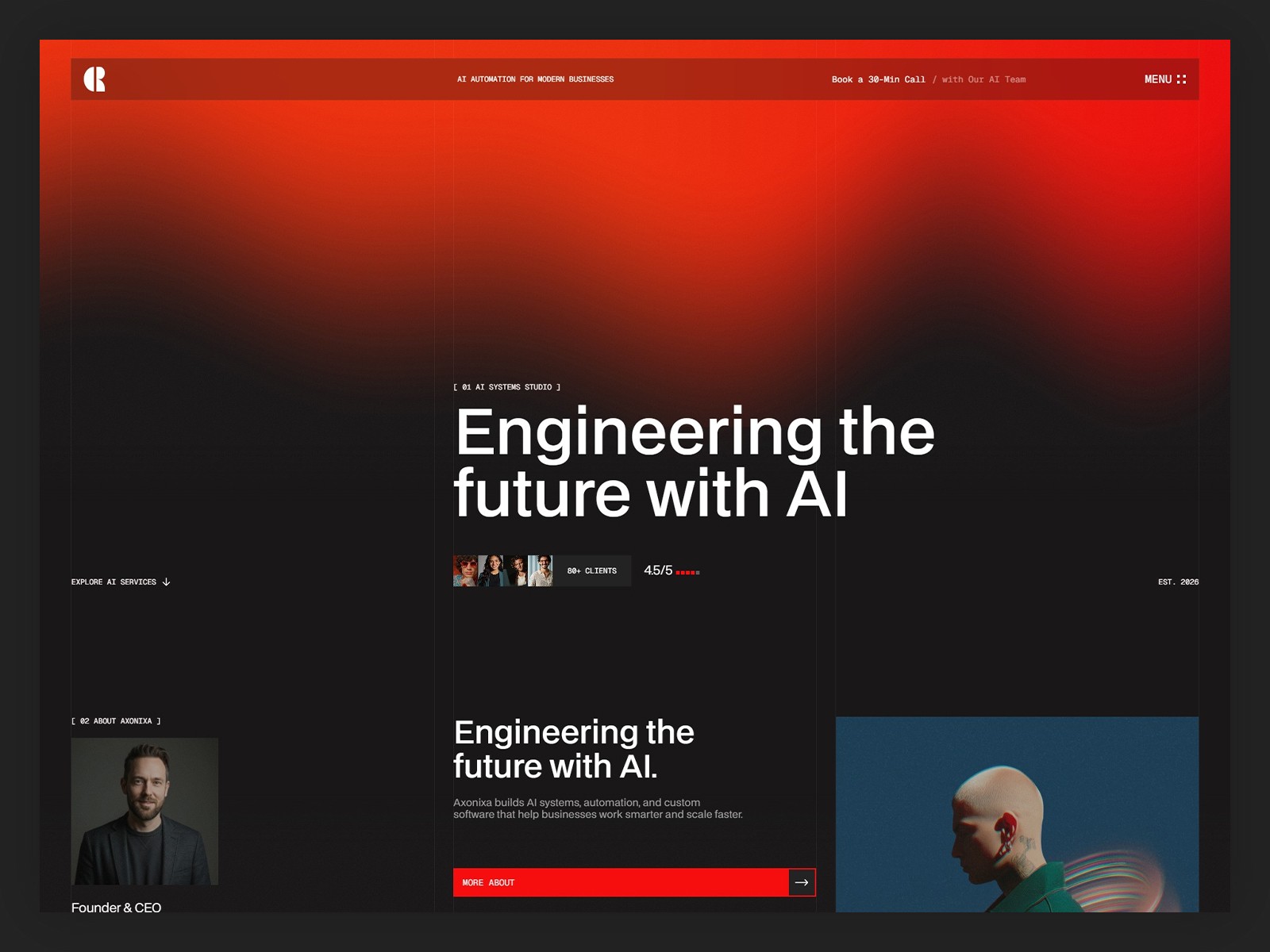 Axonixa: Free AI Website Template by Salim from Webestica — Free Automotive Framer Template preview