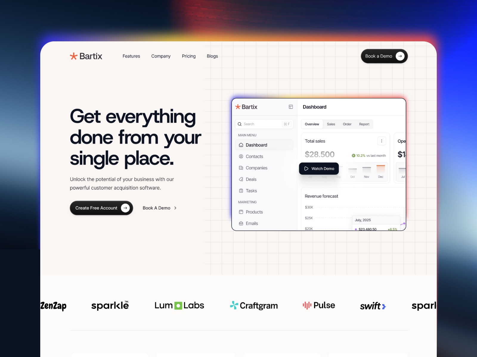 Bartix: Responsive SaaS Website Template by Framerbite — Free SaaS Framer Template preview