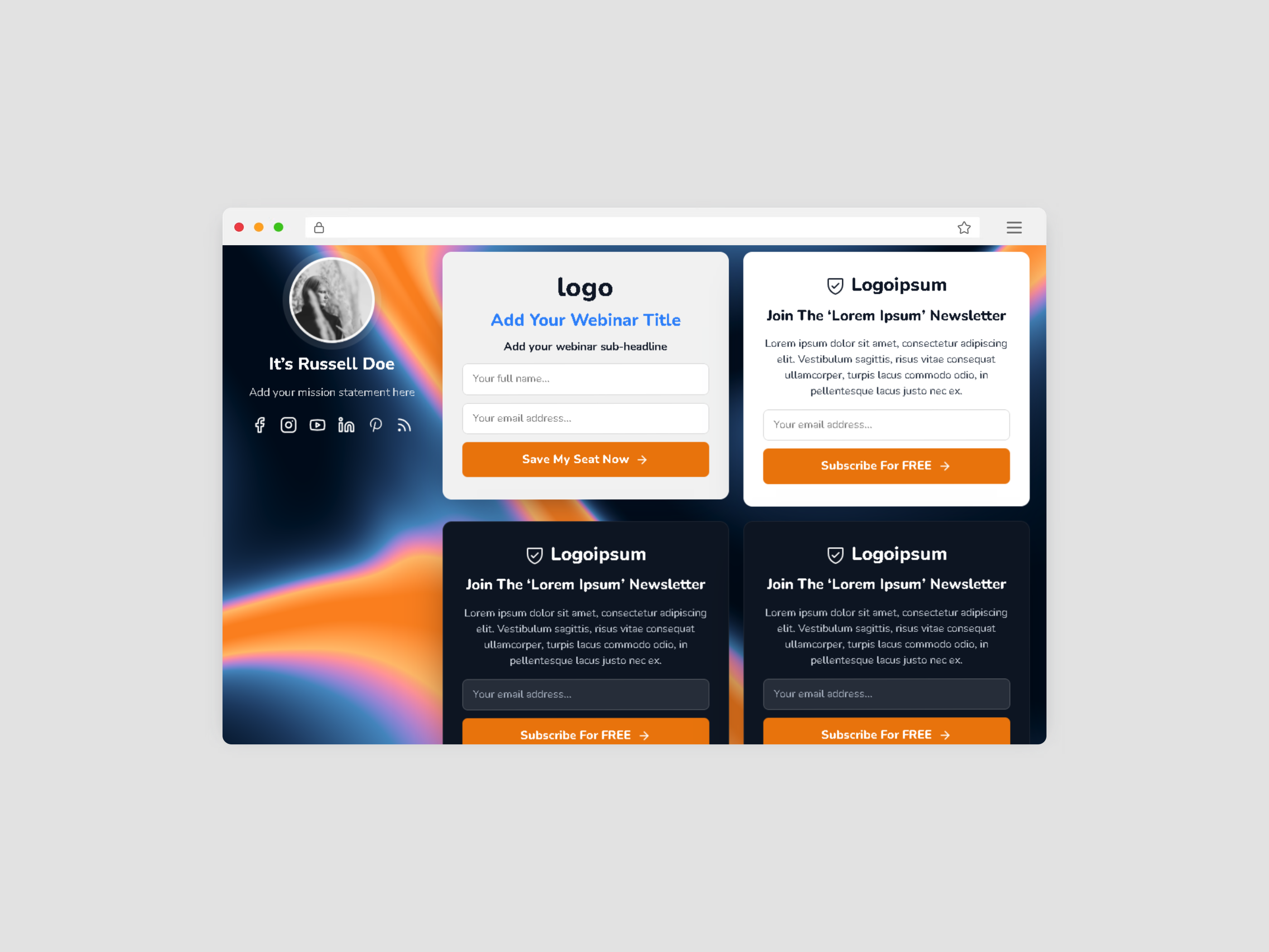 Bio Link: Free Marketing Website Template by Eiron Jaynald Mendoza — Free Landing Page Framer Template preview