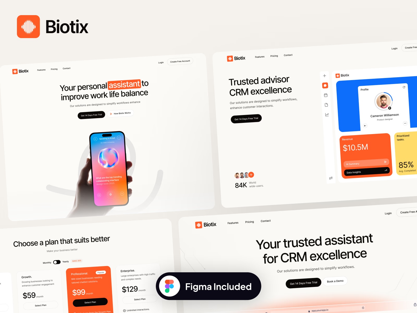 Biotix: Responsive Business Website Template by Framerbite — Free SaaS Framer Template preview