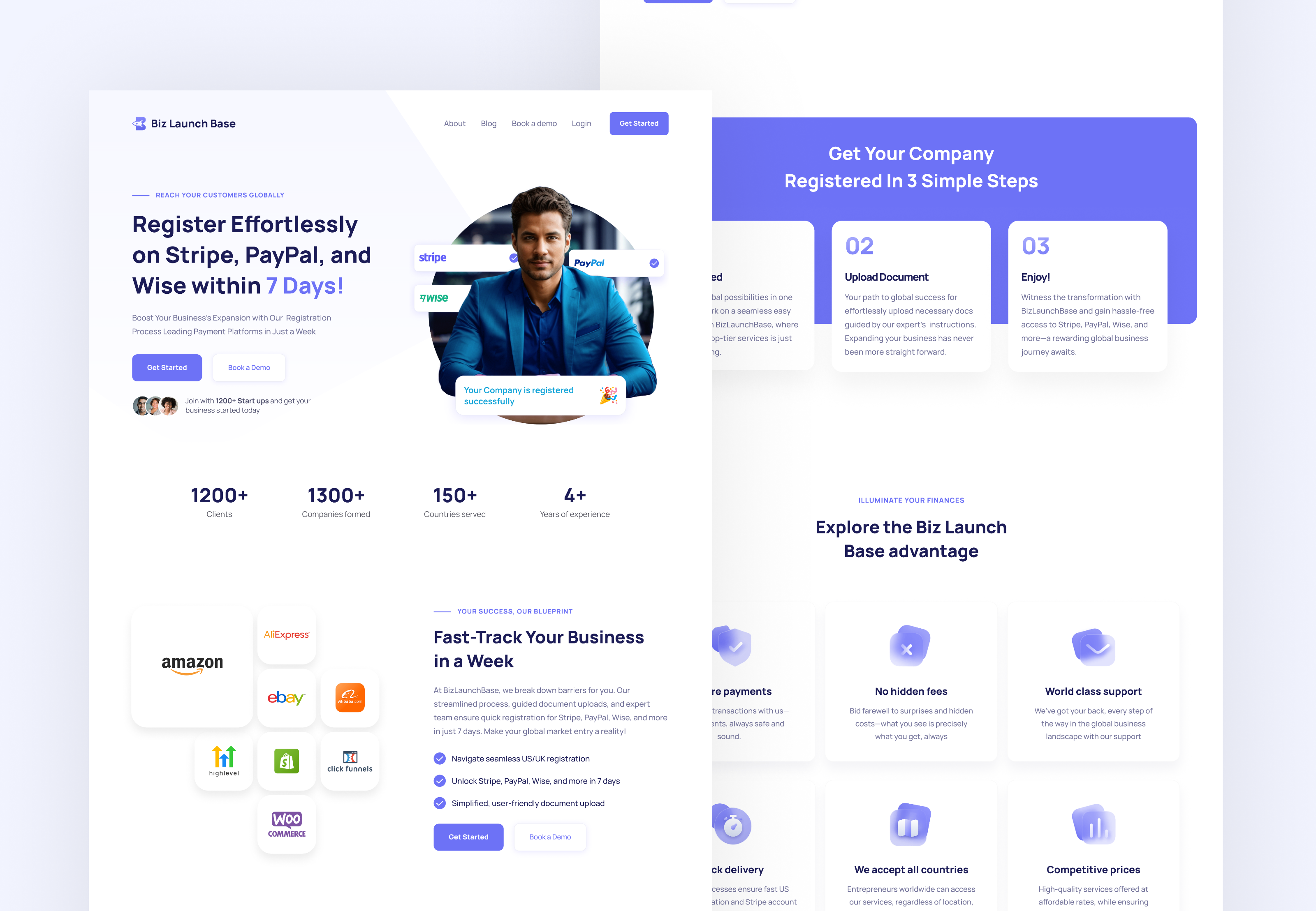 Biz Launch Base: Free Landing Page Website Template by Iqtidar Hussain — Free Portfolio Framer Template preview