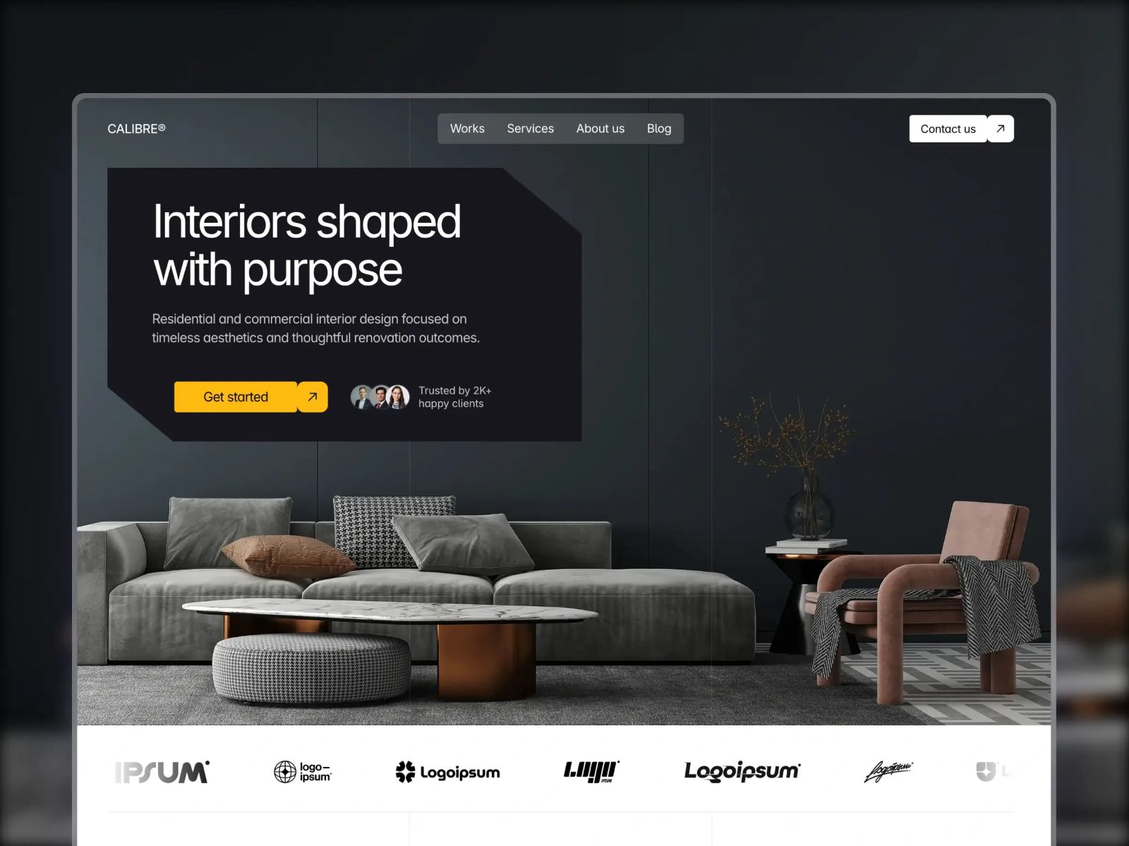 Calibre — Free Architecture & Interior Studio Framer Template preview