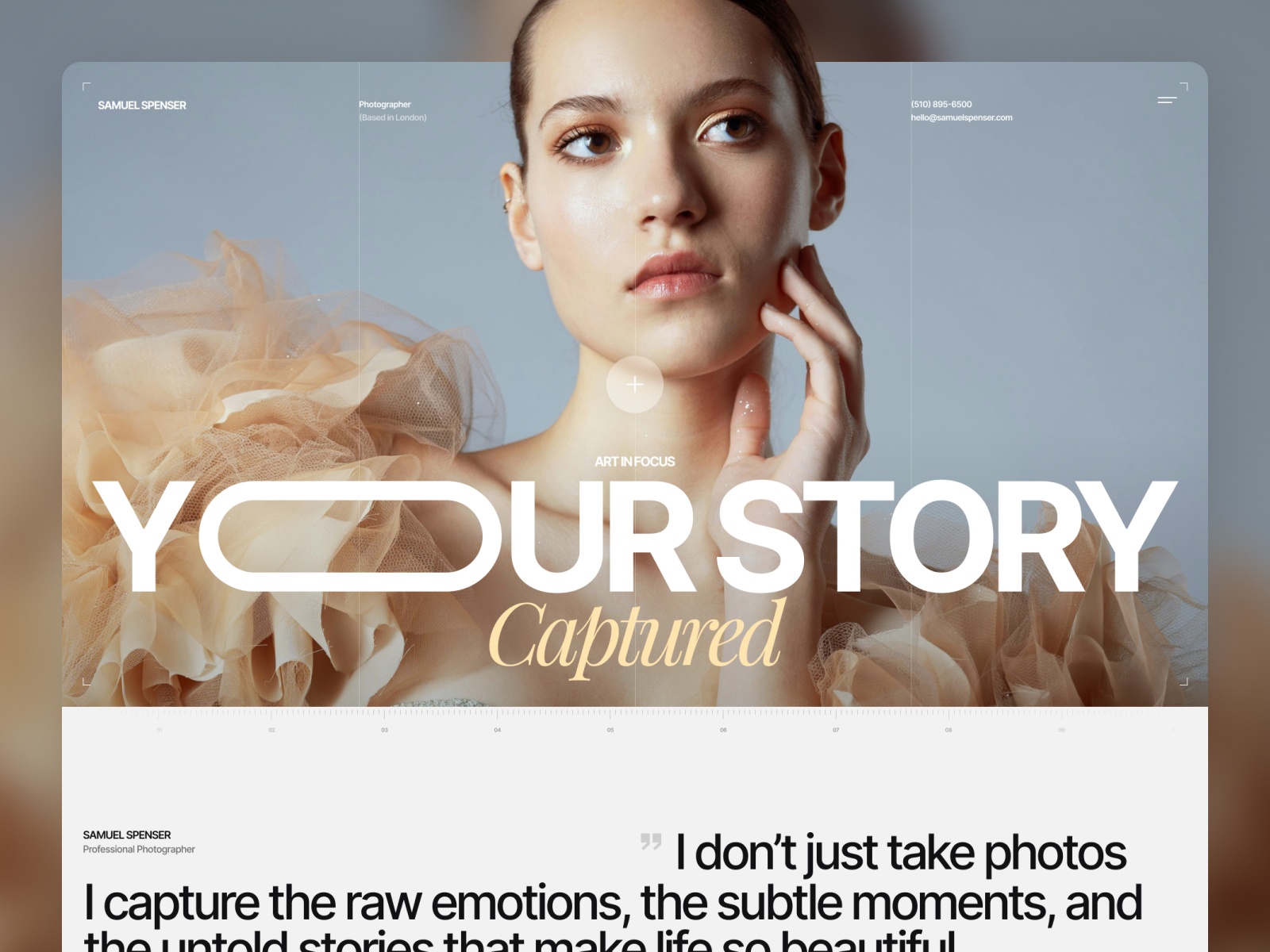 Captured: Responsive Photography Website Template by Anatolii Dmitrienko — Free HR Framer Template preview