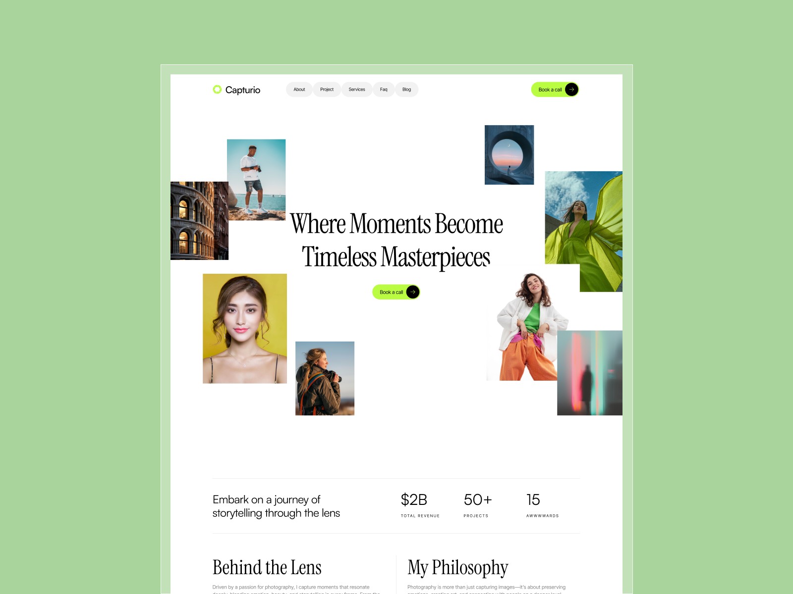 Capturio — Free Photography Template for Framer by OneFrame preview