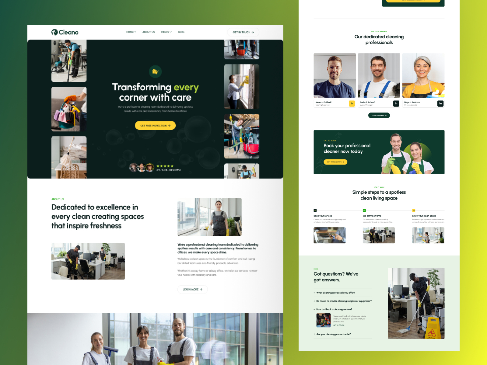 Cleano — Free Dental Framer Template preview
