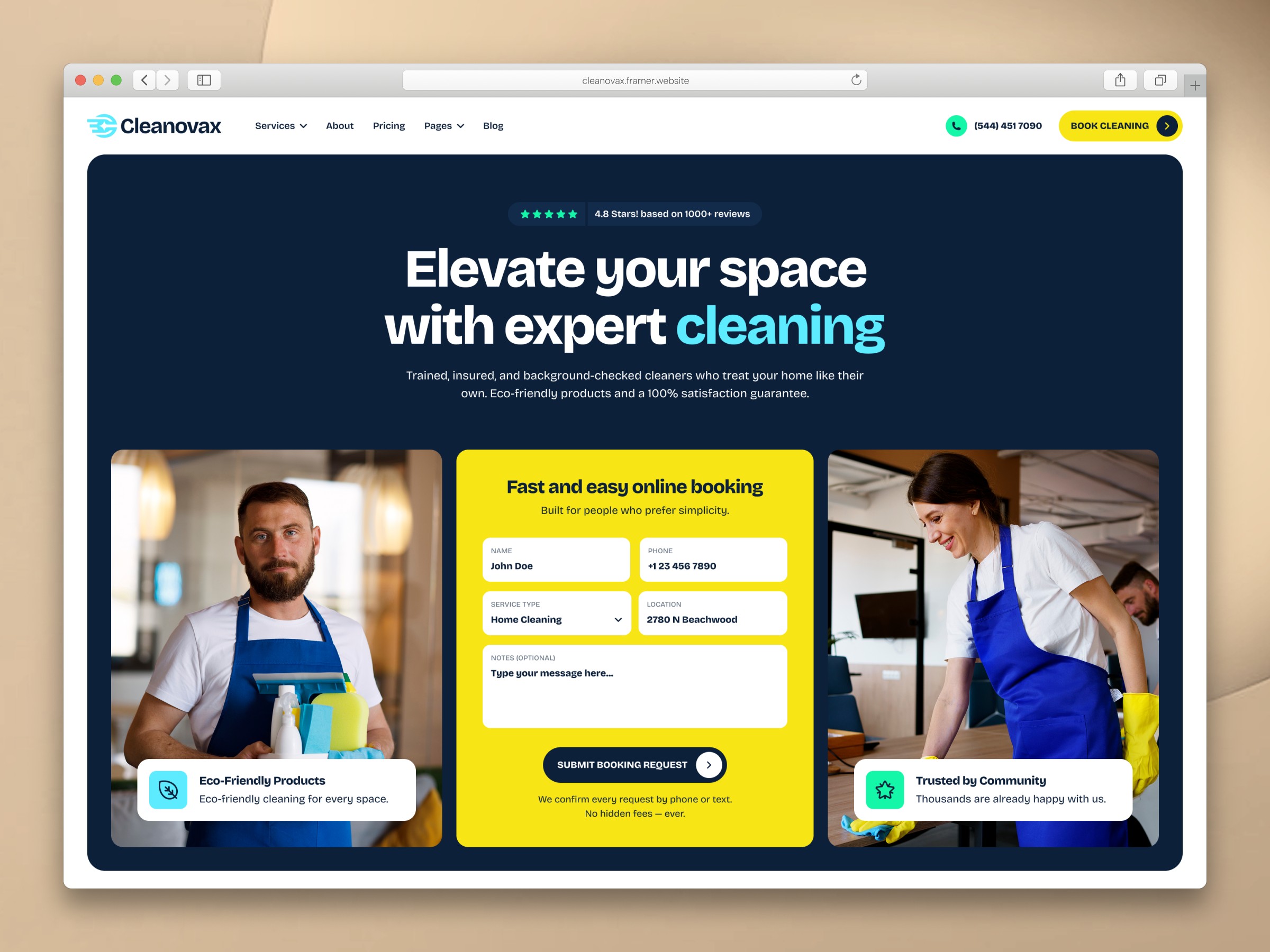 Cleanovax — Free Agency Website Template by Mezario — Free Agency Template for Framer by Mezario preview