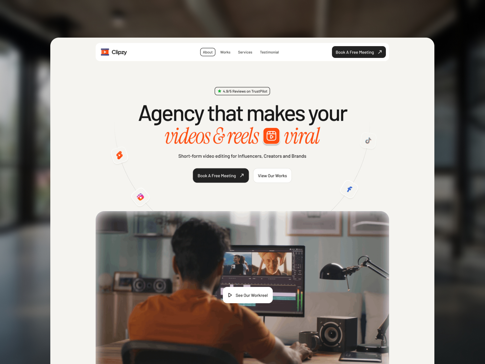 Clipzy: Responsive Agency Website Template by Framerbite — Free Agency Framer Template preview