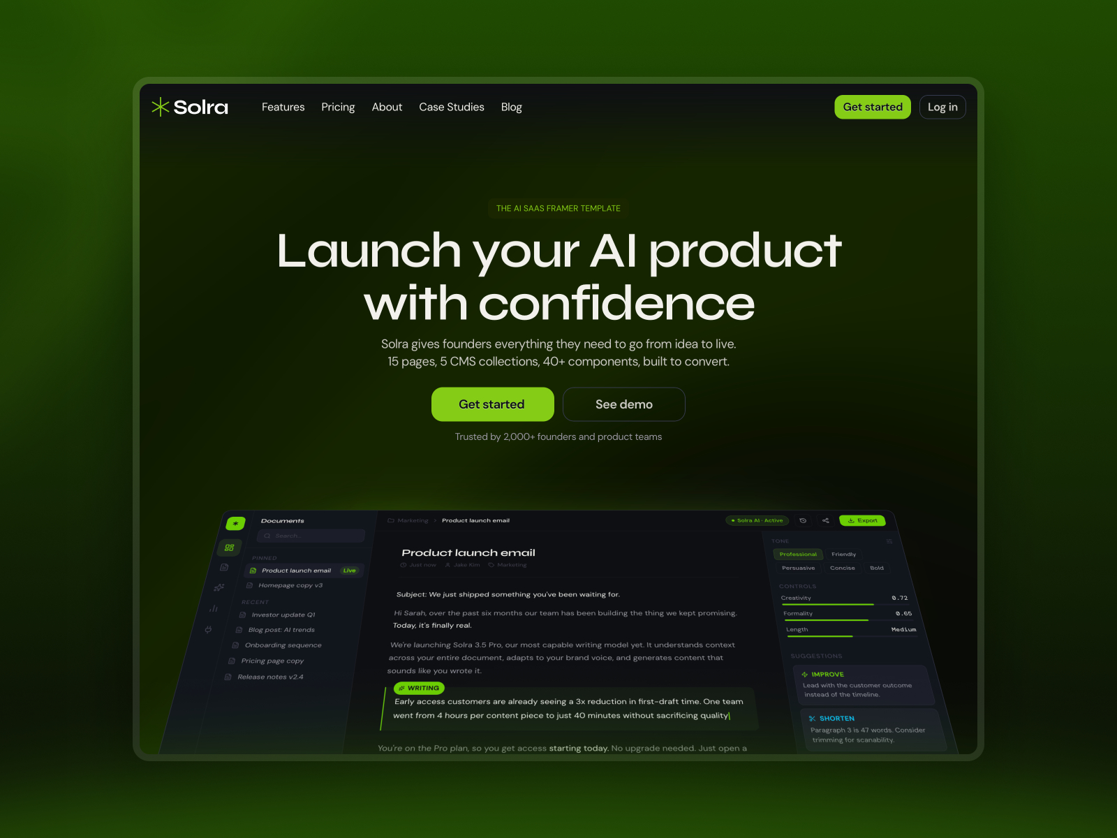 Cometa: Free AI Website Template by Damir Cosic — Free SaaS Framer Template preview