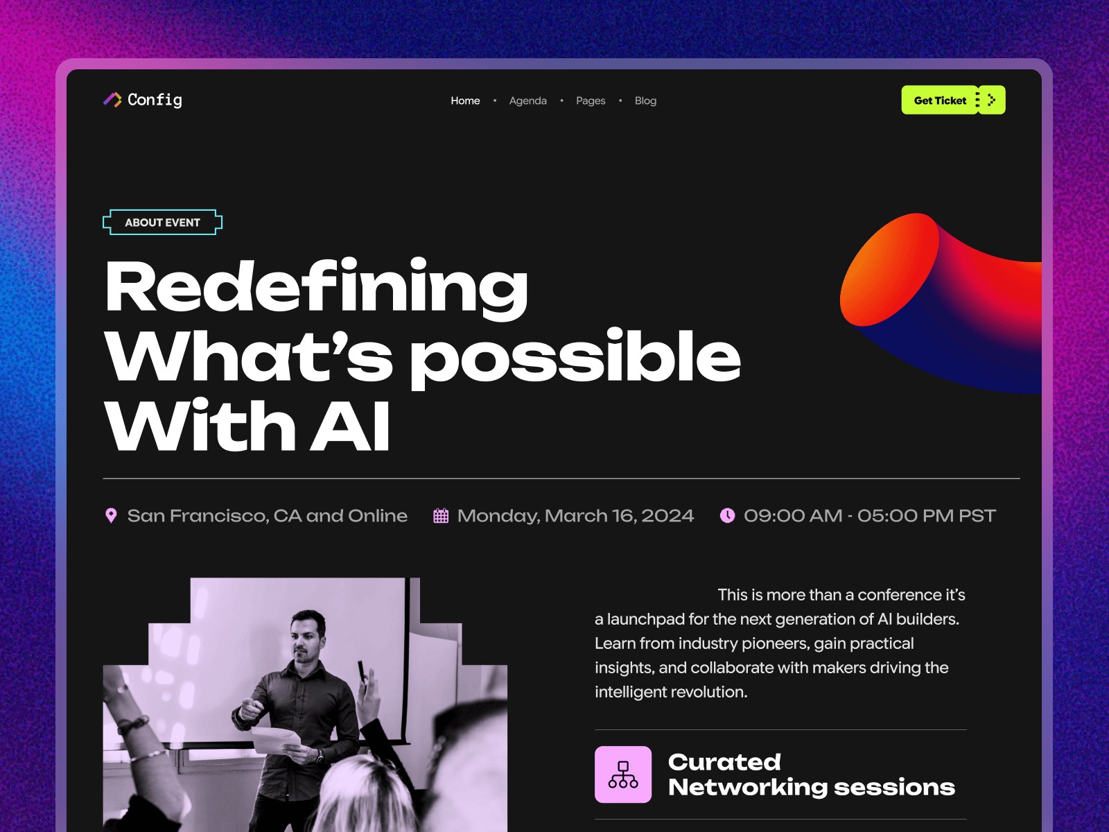 Confiig — Free Events Framer Template preview