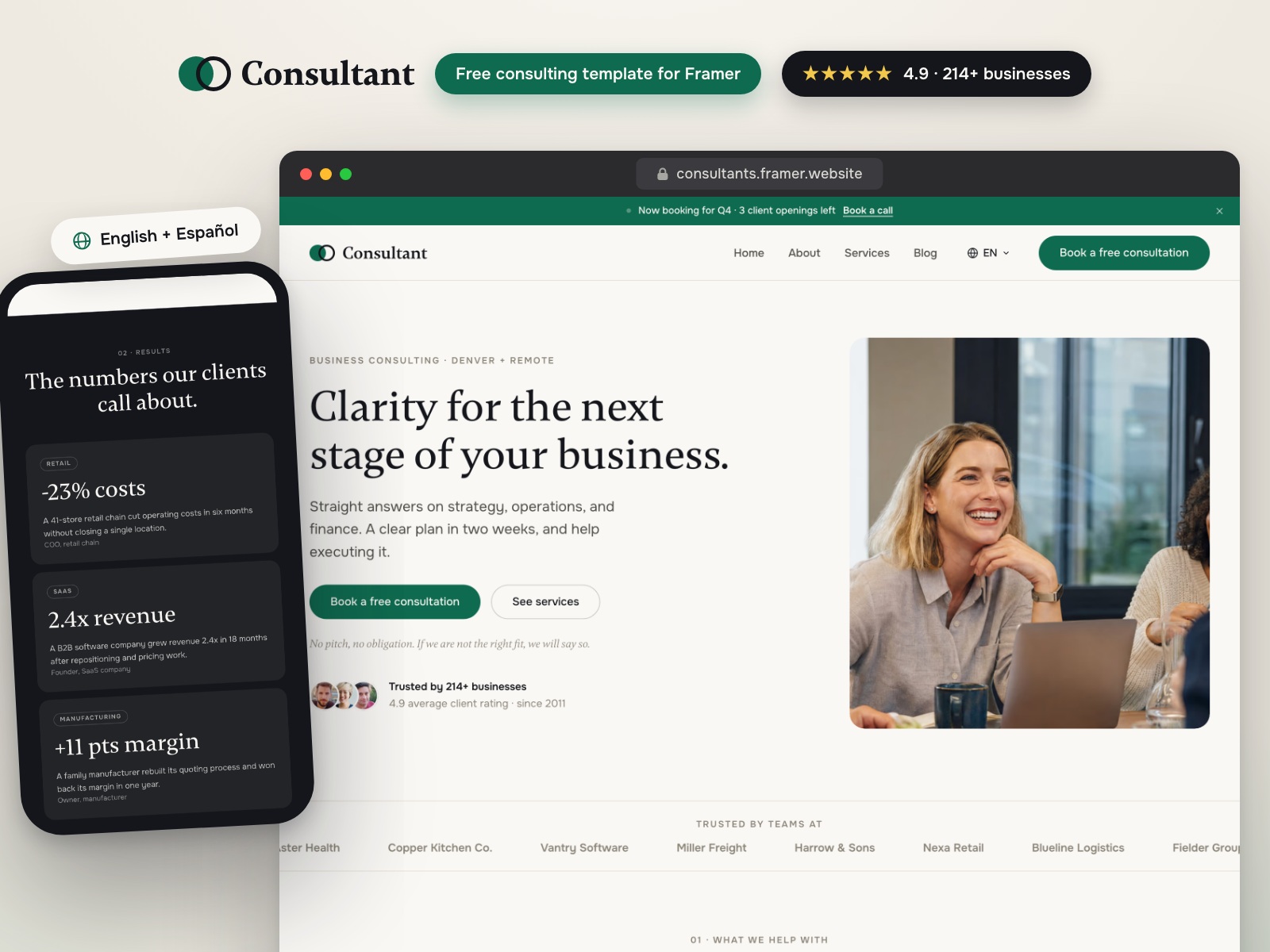 Consultants: Free Blog Website Template by Khushal Dewra (KDX Studios) — Free Agency Framer Template preview